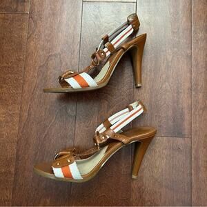 Michael Michael Kors Seaport T-Strap Brown and Orange Women's Heels, Size 8